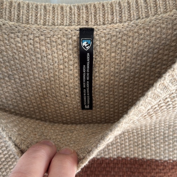 KUHL Bella Stripe Merino Wool Blend Knit Sweater-Blue/Brown/Tan- M - Picture 4 of 12